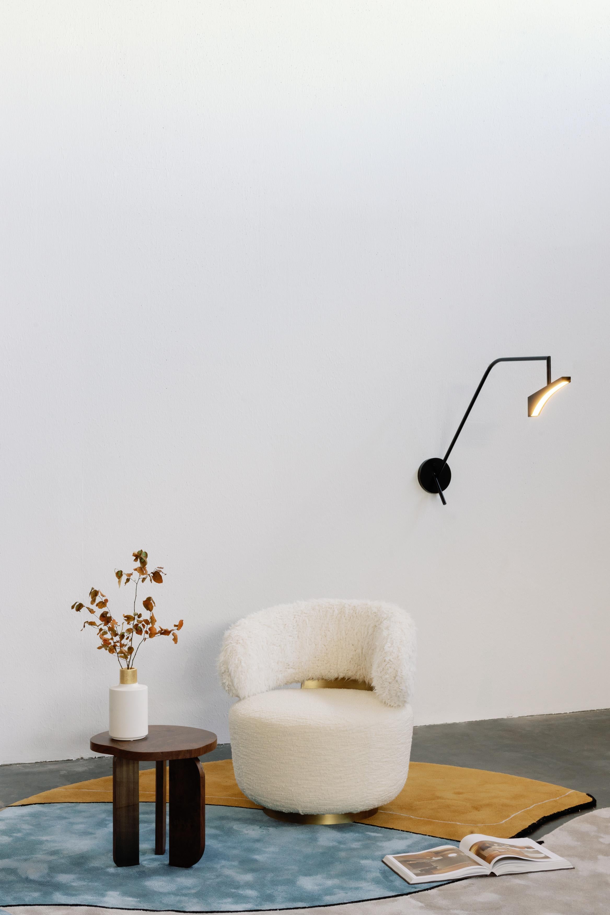 Modern Caju Lounge Chair, Swivel, White Faux Fur, Handmade Portugal Greenapple For Sale 6