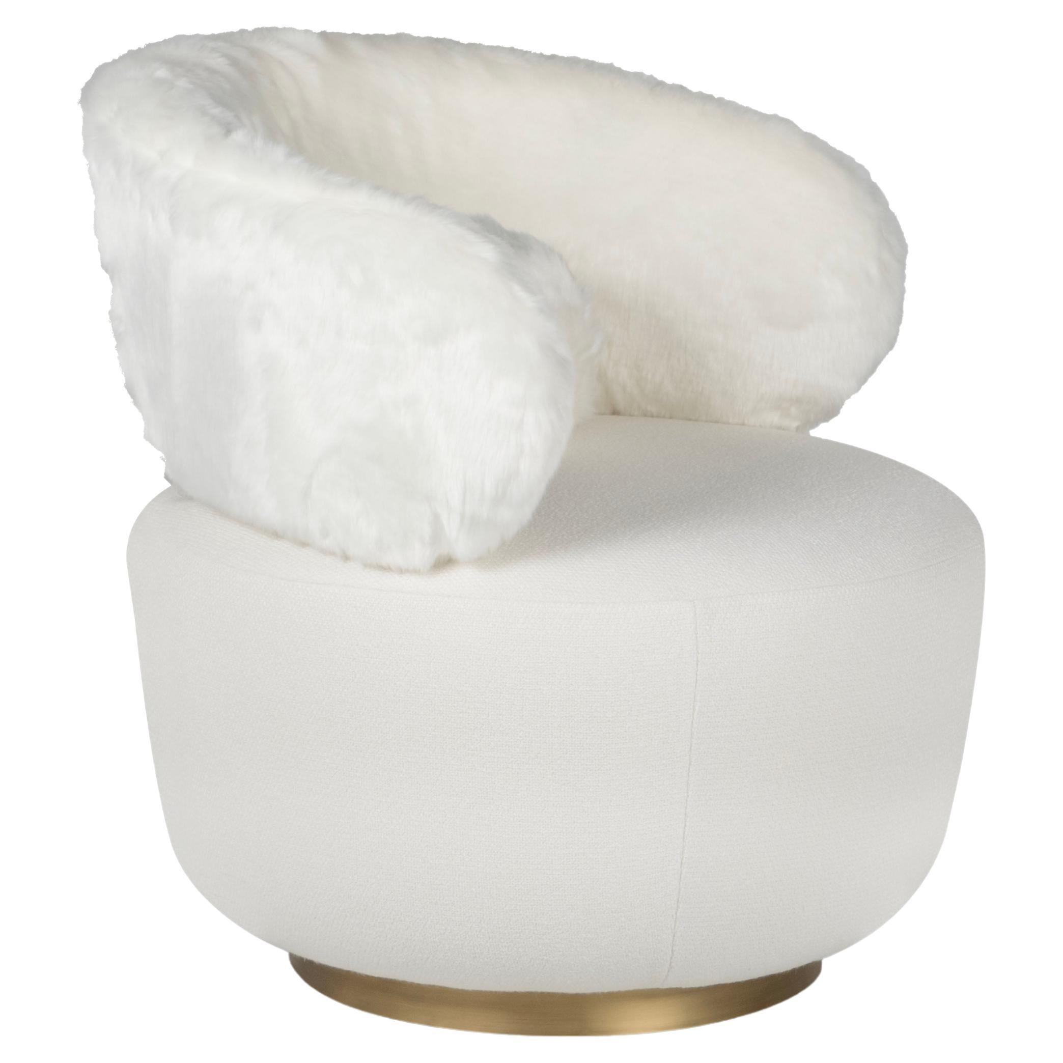 Modern Caju Armchair Lounge Chair White Faux Fur Handmade Portugal Greenapple