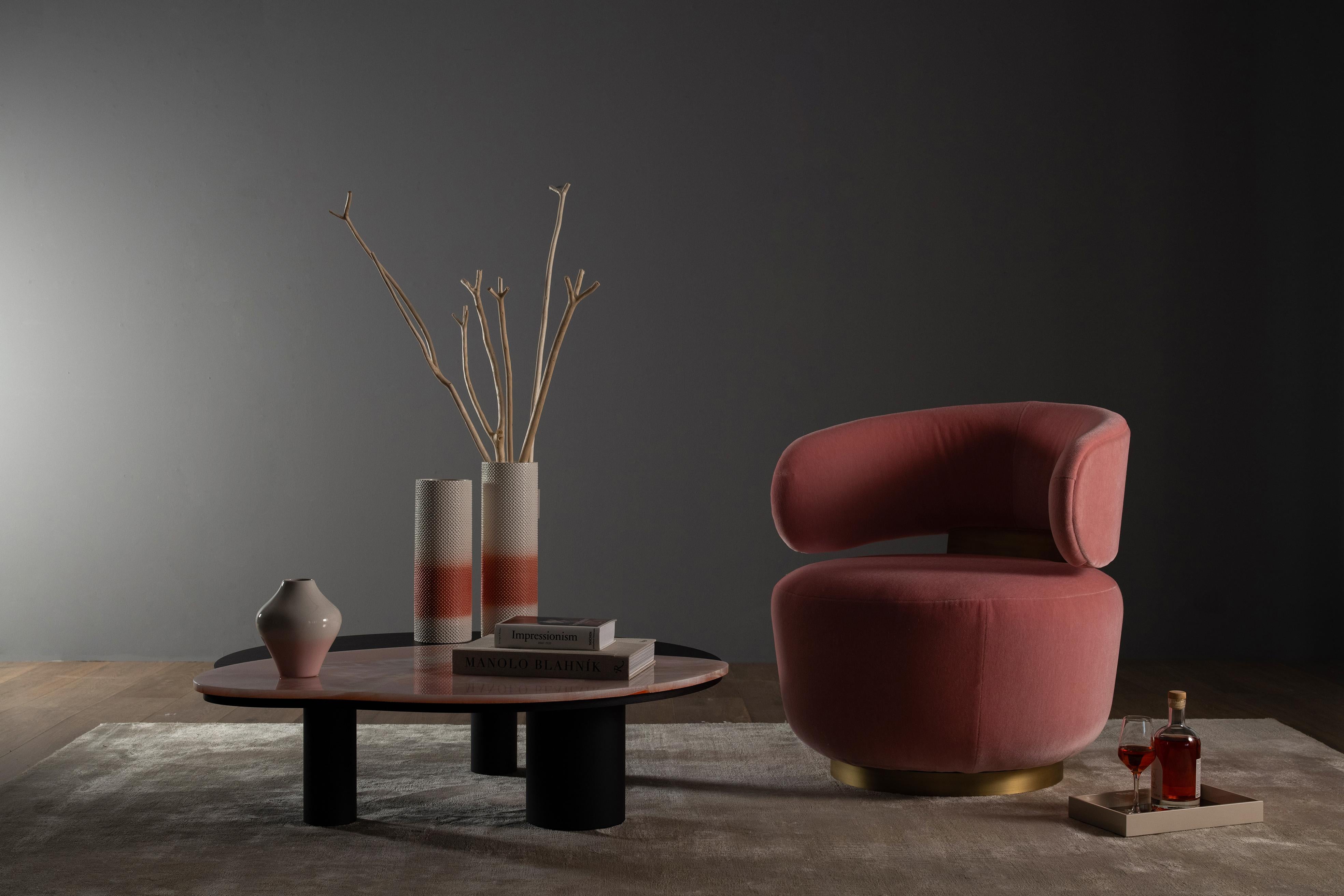 Modern Caju Lounge Chair, Swivel, Velvet, Handmade in Portugal by Greenapple For Sale 8