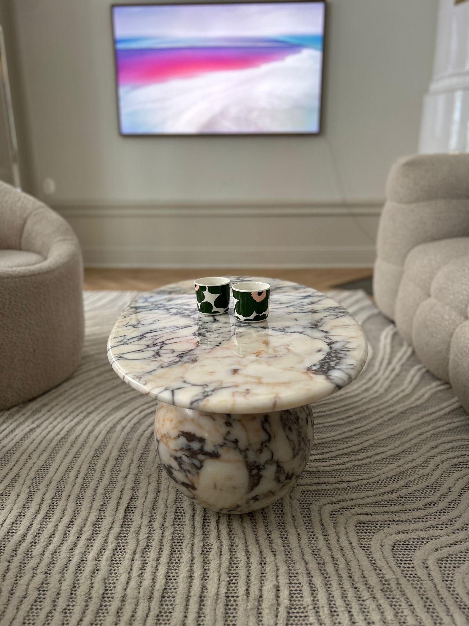 Modern Calacatta Viola Marble Coffee Table - Living Room End Table - Side Table For Sale 4