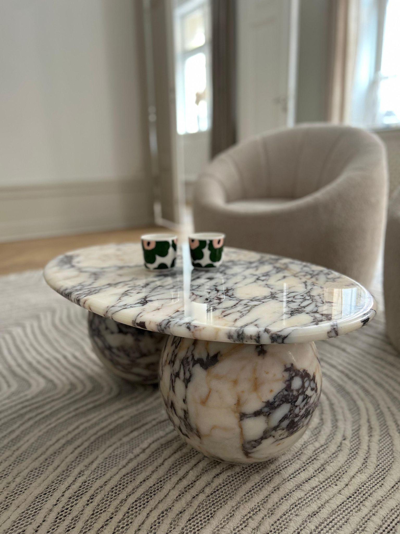 Turkish Modern Calacatta Viola Marble Coffee Table - Living Room End Table - Side Table For Sale
