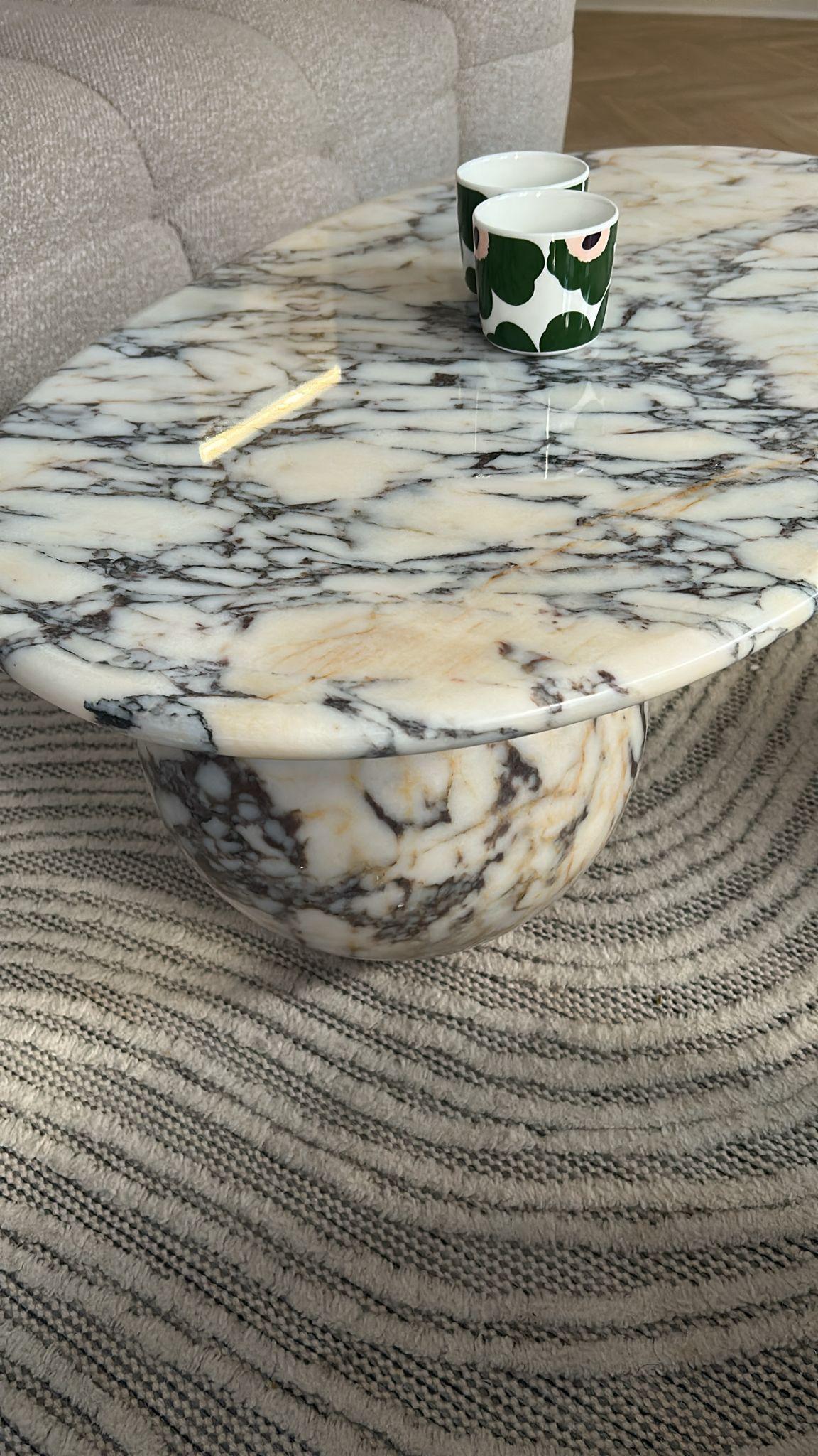 Contemporary Modern Calacatta Viola Marble Coffee Table - Living Room End Table - Side Table For Sale