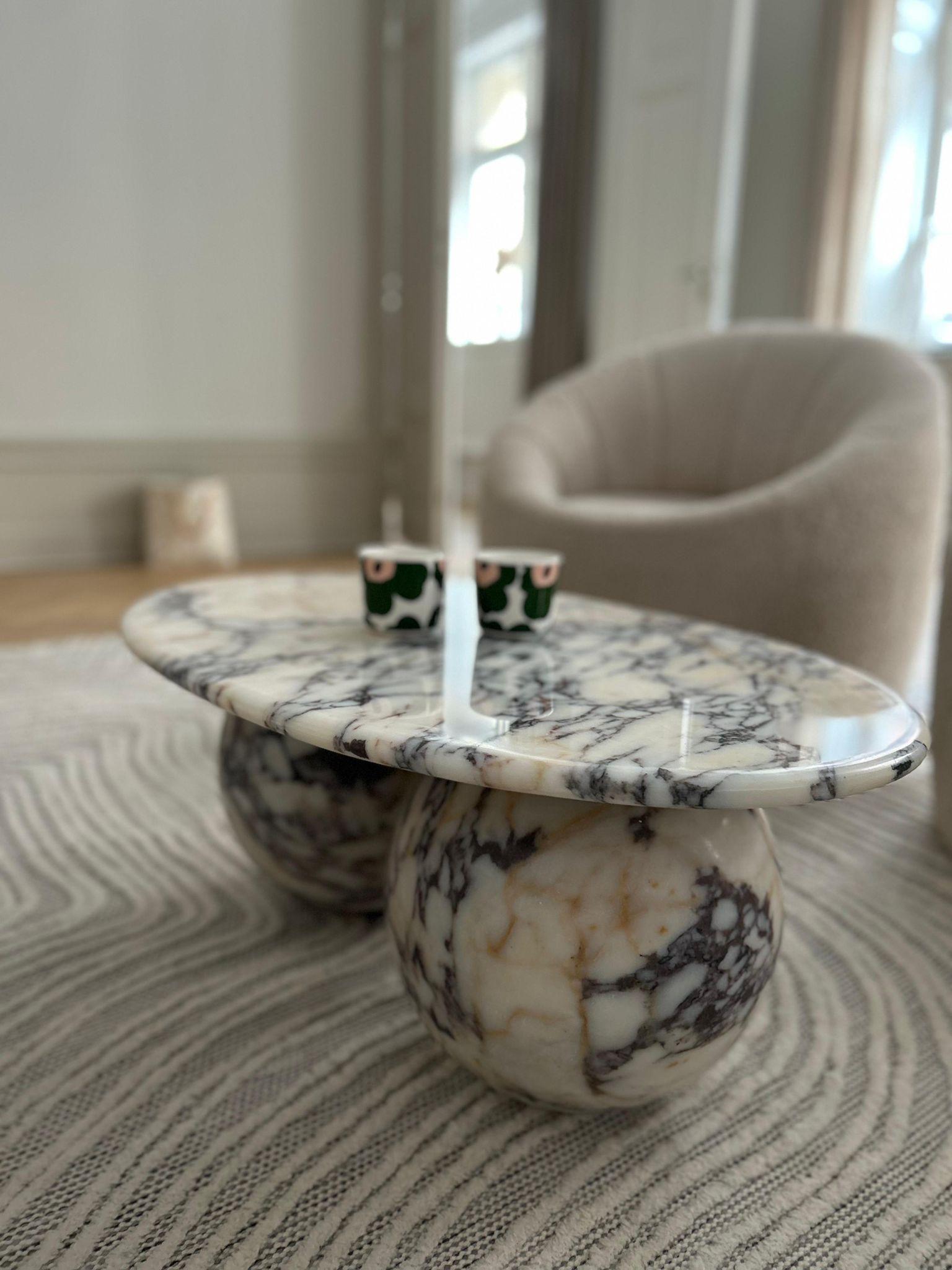 Stone Modern Calacatta Viola Marble Coffee Table - Living Room End Table - Side Table For Sale