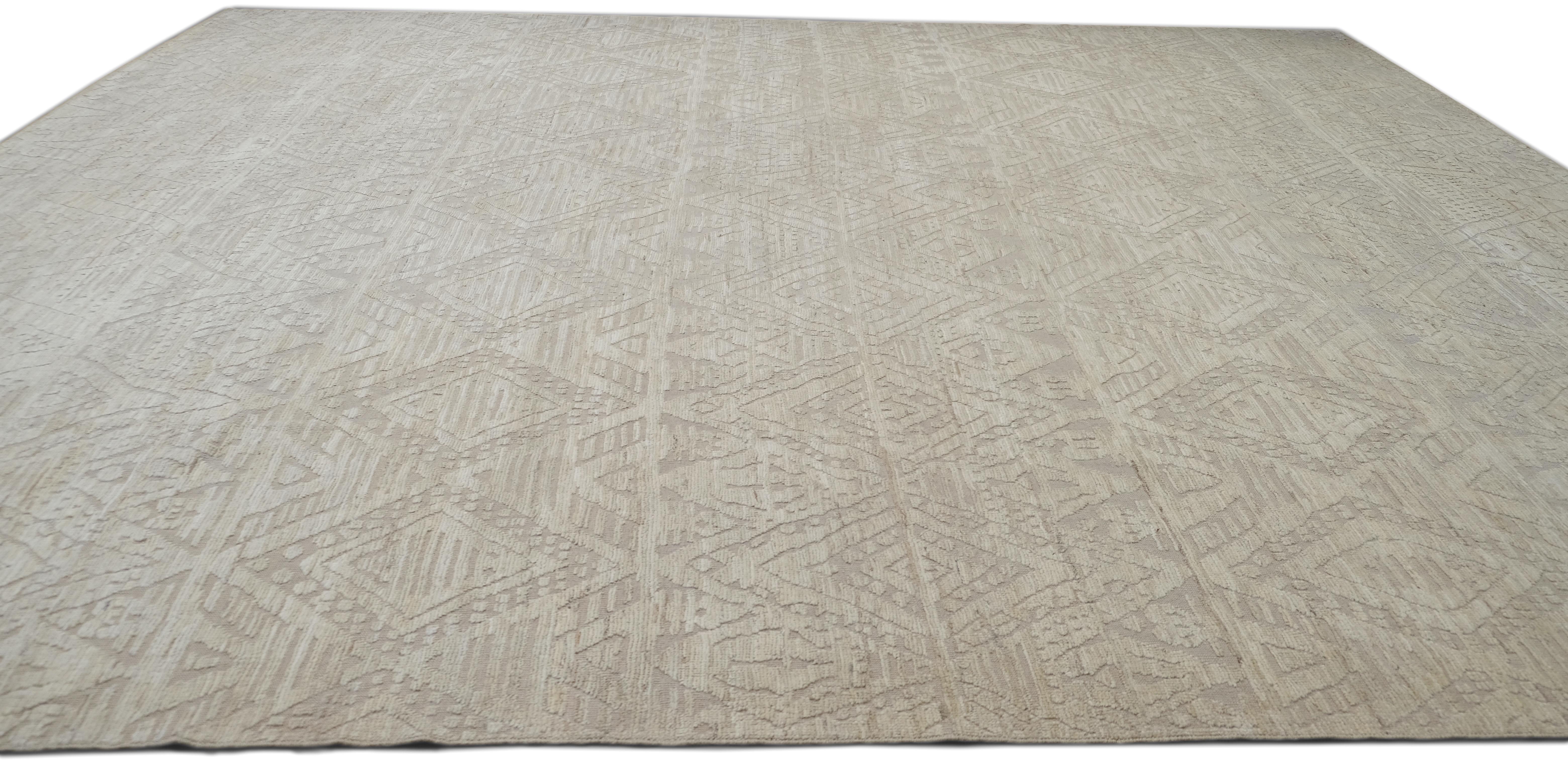 Alfombra moderna de lana anudada a mano California Spanish Neutral 13'1''x16'1'' Anudado a mano en venta