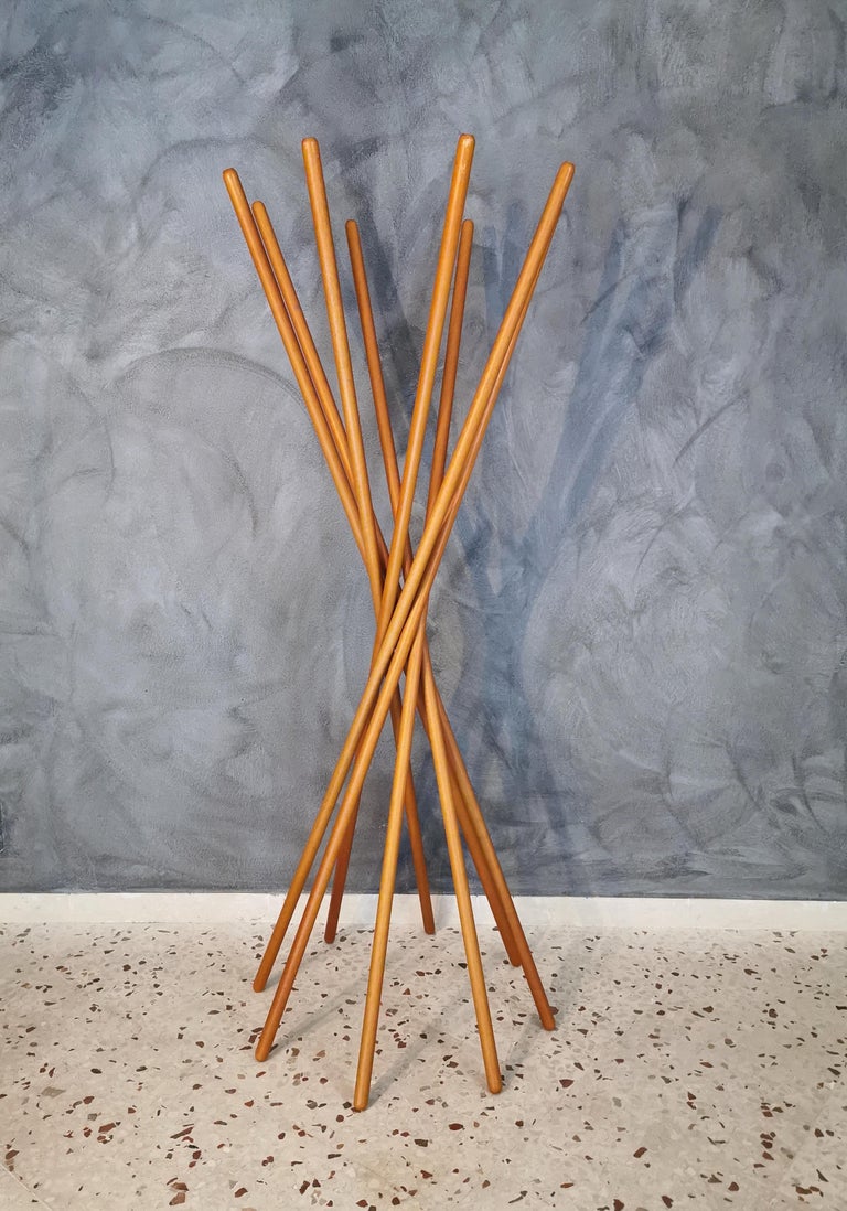 Mid century Modern Coat Rack Cherry Wood by Calligaris Italian Design