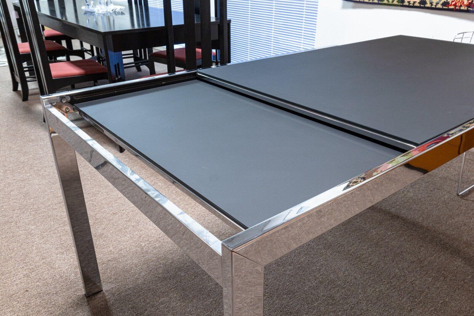 Modern Calligaris Key Expandable Chrome Smoked Glass Dining Table Made in Italy 2