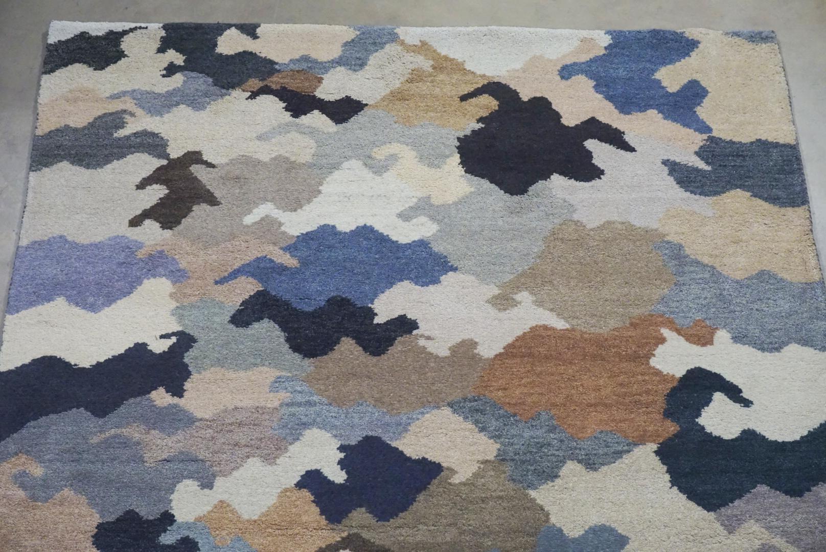 Hand-Knotted Modern Camouflage For Sale