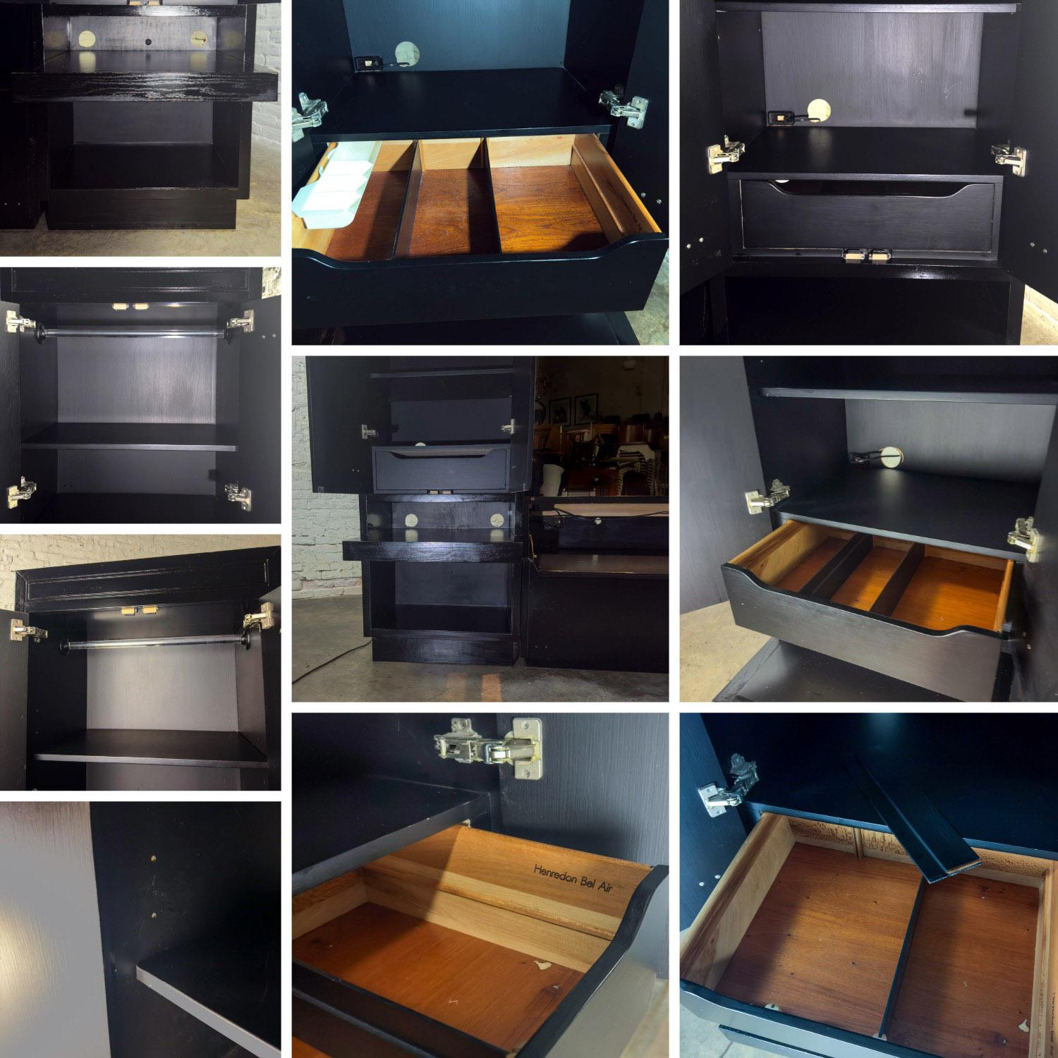 Lit modulable moderne Henredon laqué noir avec armoires latérales en vente 6