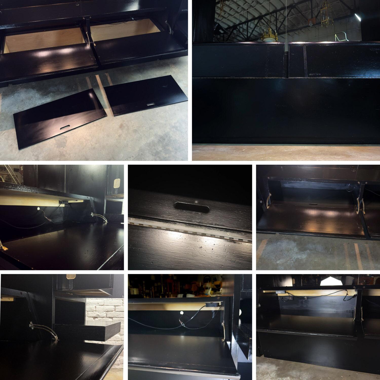 Lit modulable moderne Henredon laqué noir avec armoires latérales en vente 10