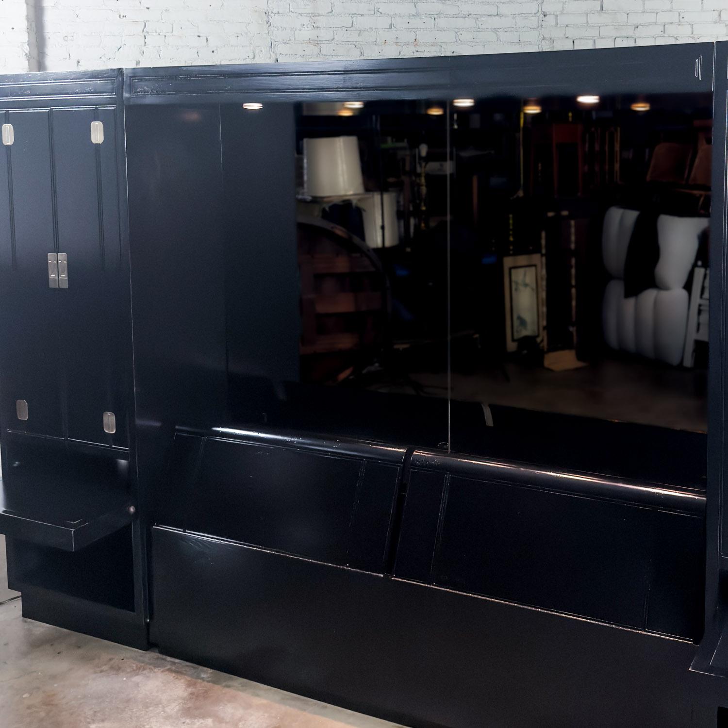 Lit modulable moderne Henredon laqué noir avec armoires latérales en vente 12