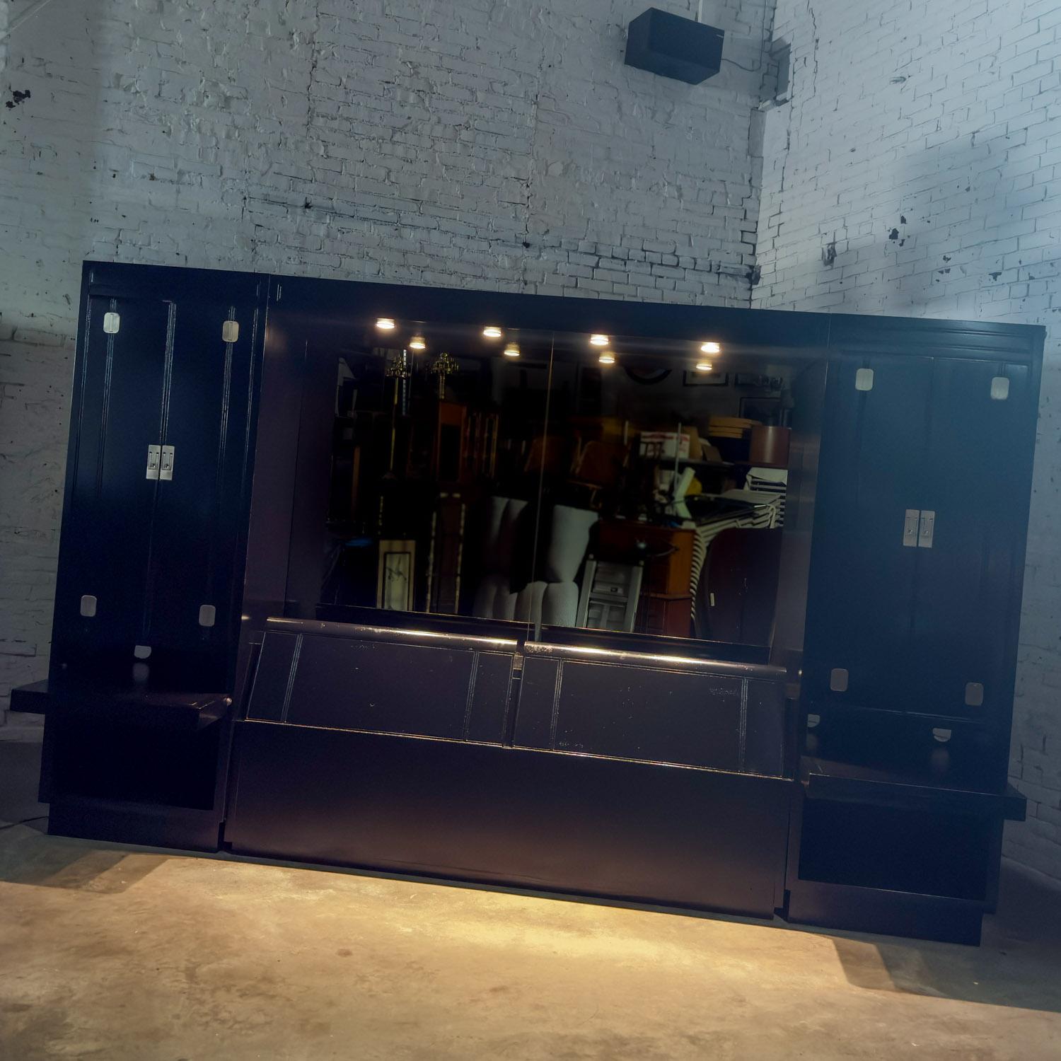Lit modulable moderne Henredon laqué noir avec armoires latérales en vente 13
