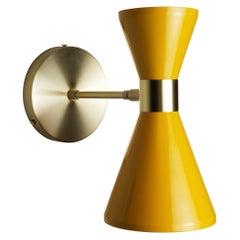 Modern Campana Wall Sconce in Brass + Yellow Enamel by Blueprint Lighting