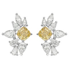 Cushion Cut Diamond 14K Gold Marquise Earrings