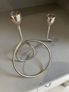 Porte-bougies modernes de style Art déco en argent, années 1997