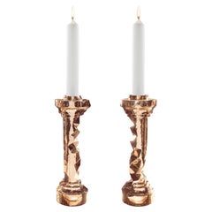 Candela moderna in bronzo fuso lucidato realizzata a mano in edizione limitata Studio A