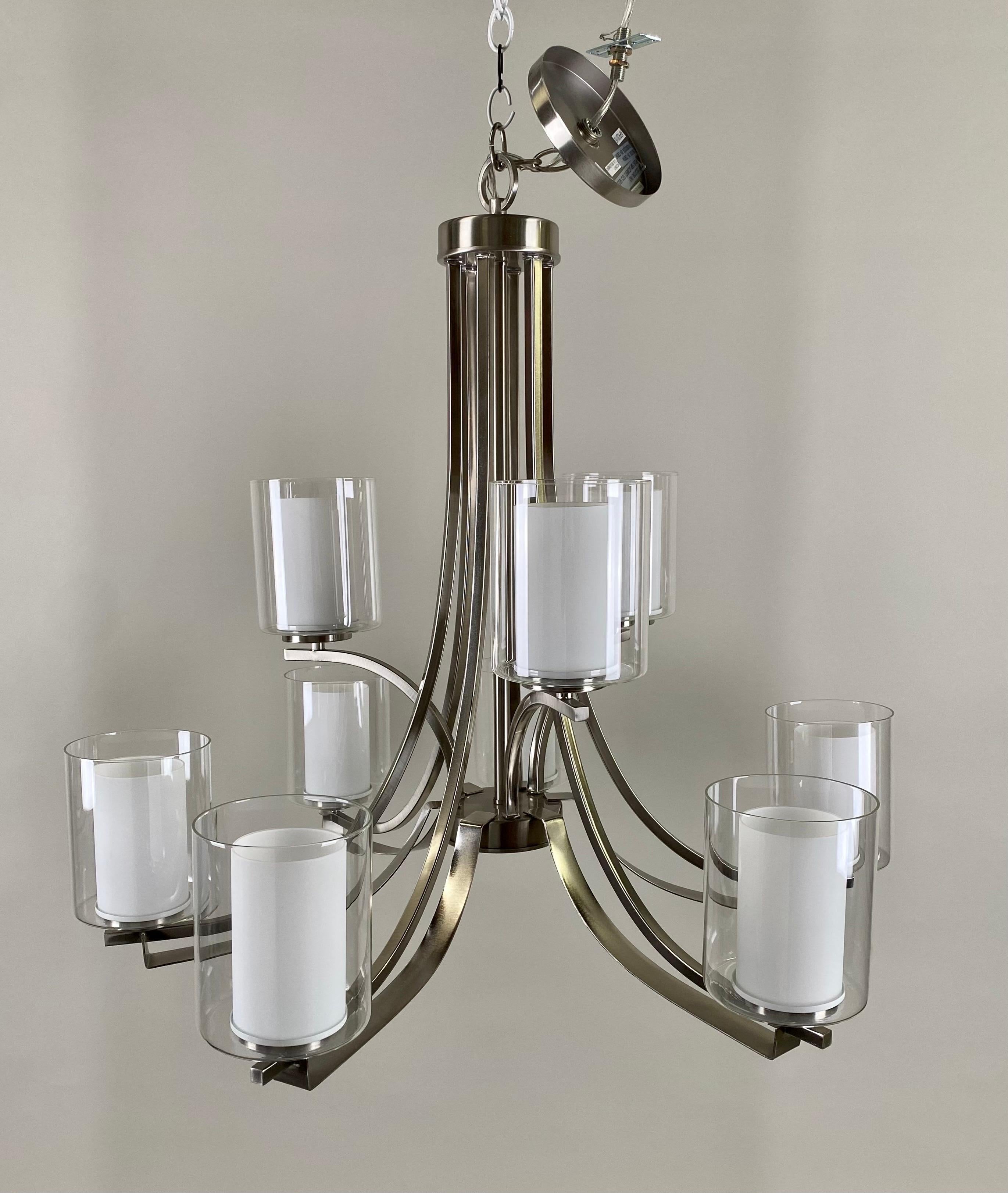 American Modern Candle Style Chrome Chandelier - 9 Arms  For Sale