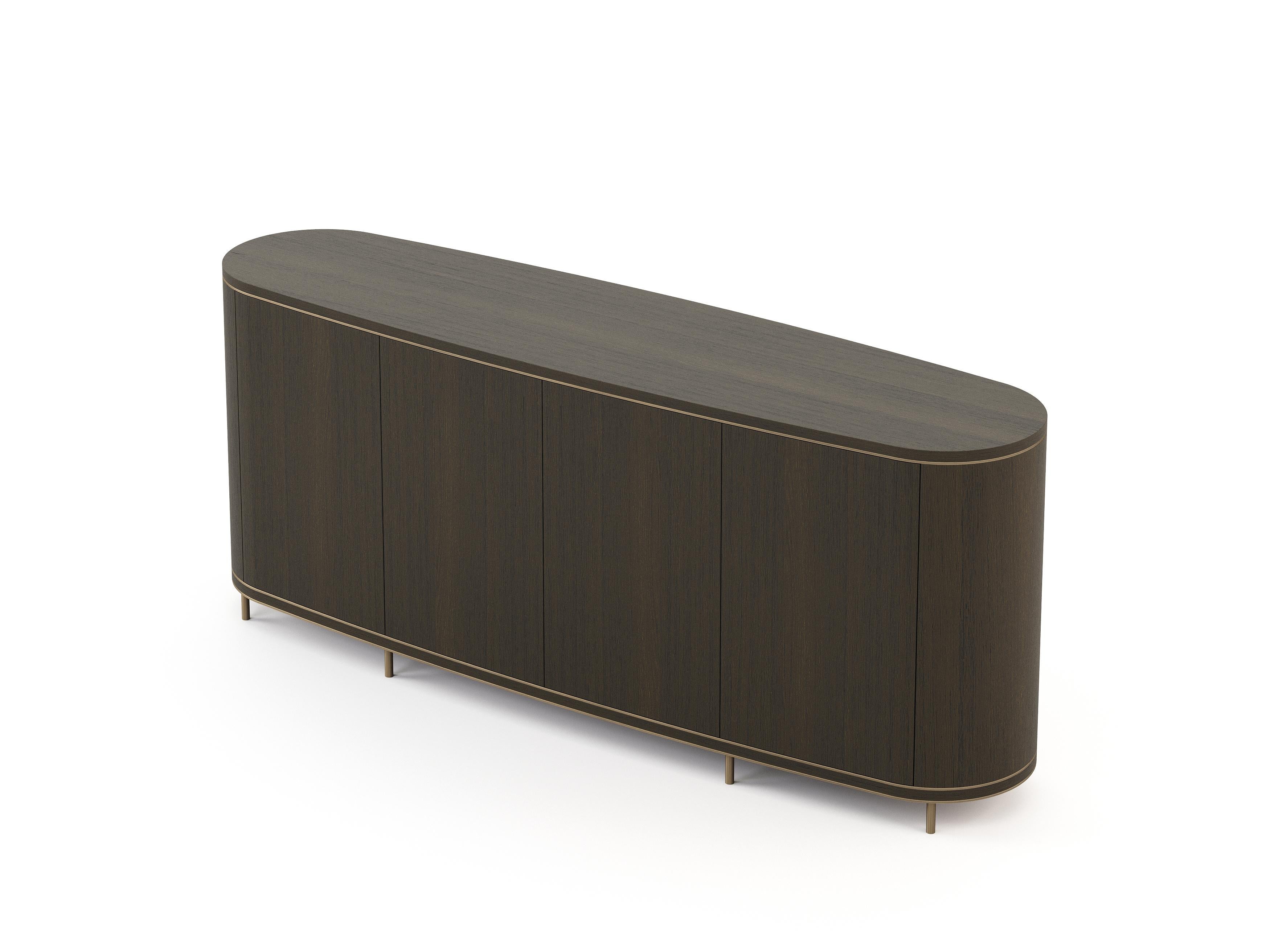 Portuguese Modern Cannes Sideboard Made with Oak and Brass, Handmade by Stylish Club For Sale