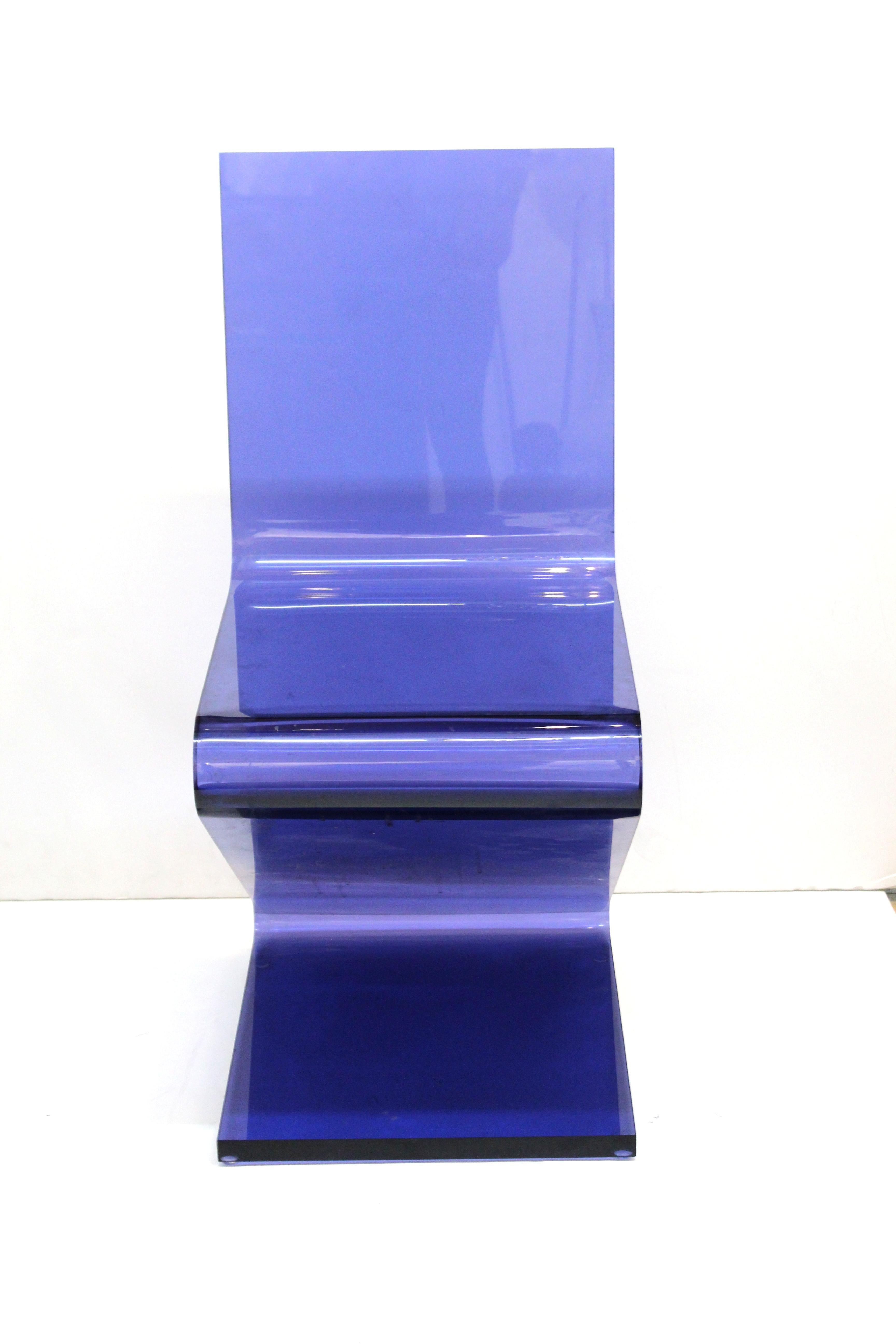 20th Century Modern Cantilever Z Chairs in Blue Lucite