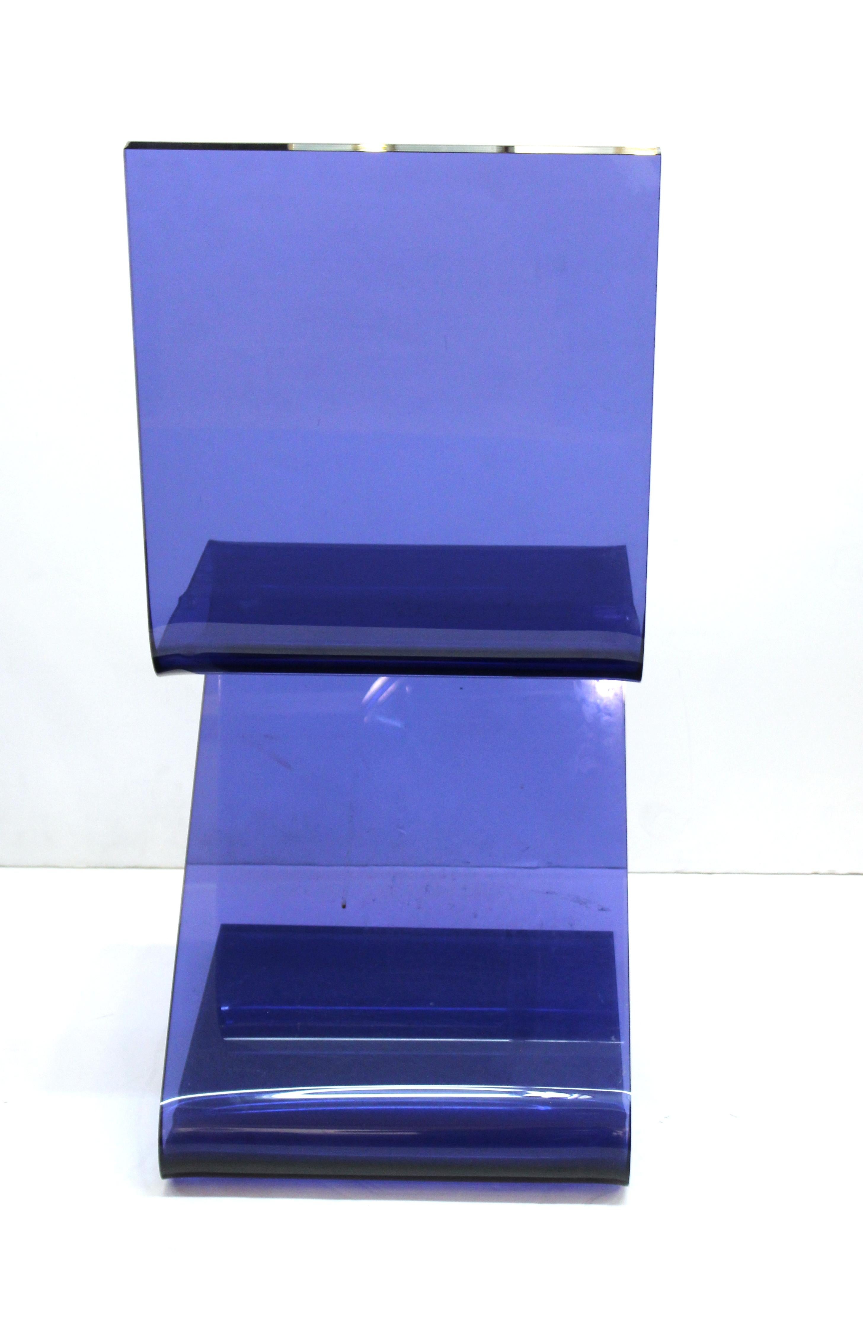 Modern Cantilever Z Chairs in Blue Lucite 2