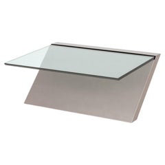 Table basse moderne en porte-à-faux avec plateau en verre