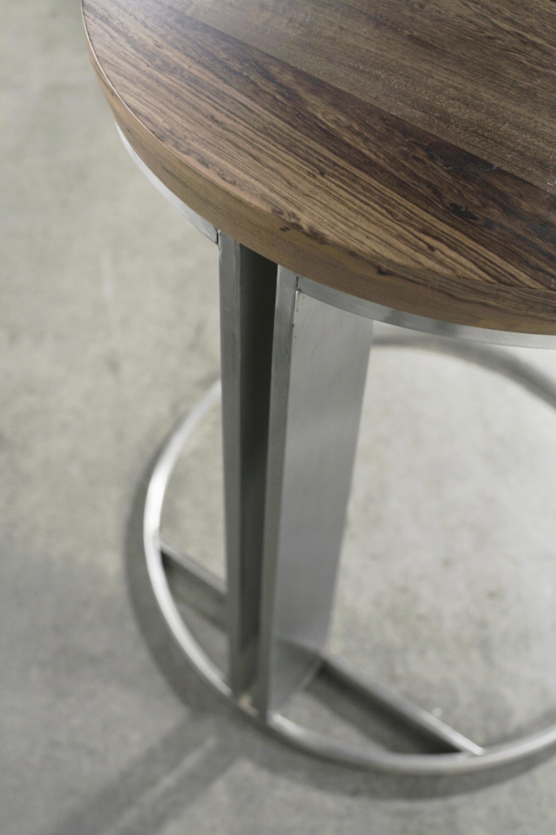 Contemporary Modern Cantilevered Side Table in Steel & Wood by Costantini, Trillo 'In Stock' For Sale