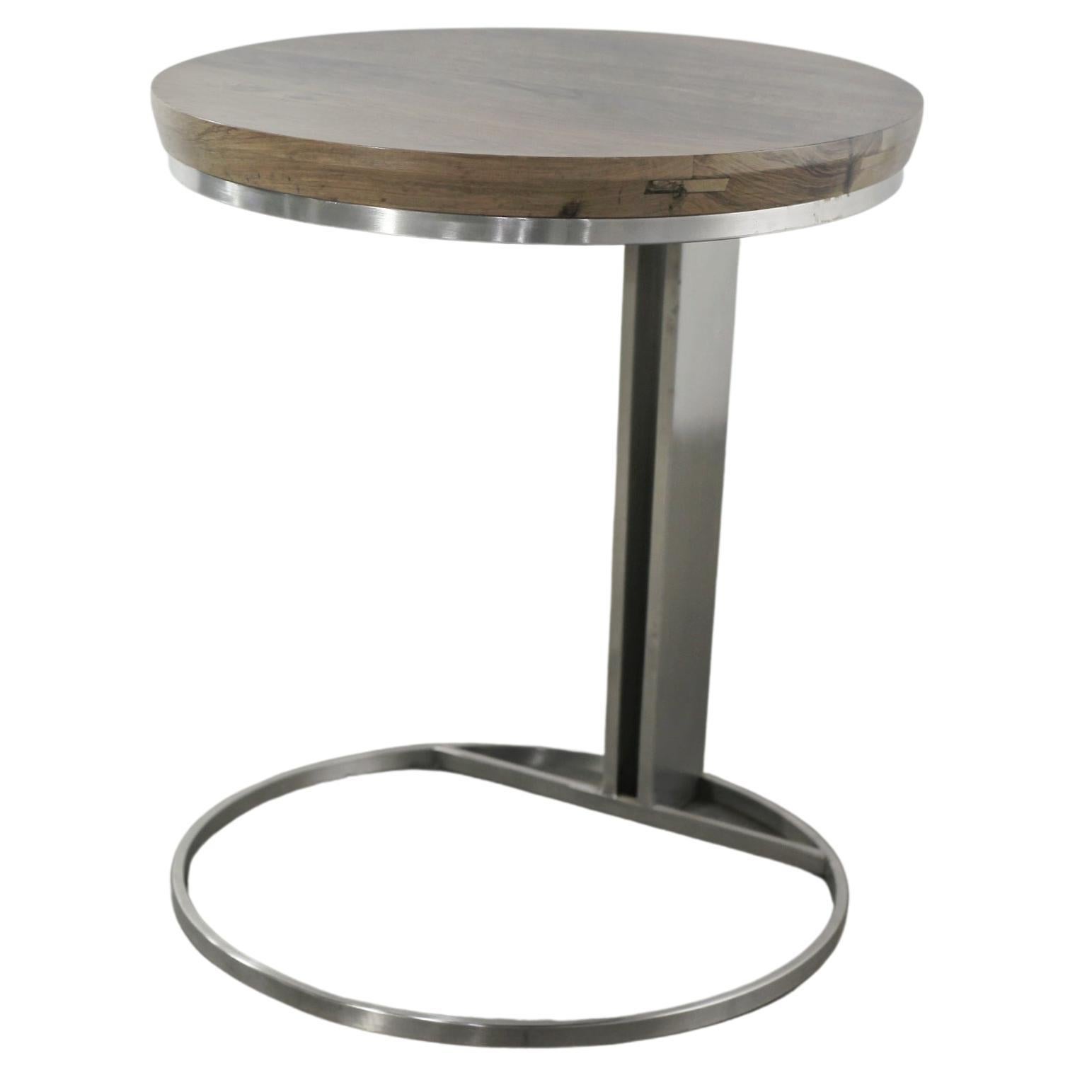 Modern Cantilevered Side Table in Steel & Wood by Costantini, Trillo 'In Stock' For Sale