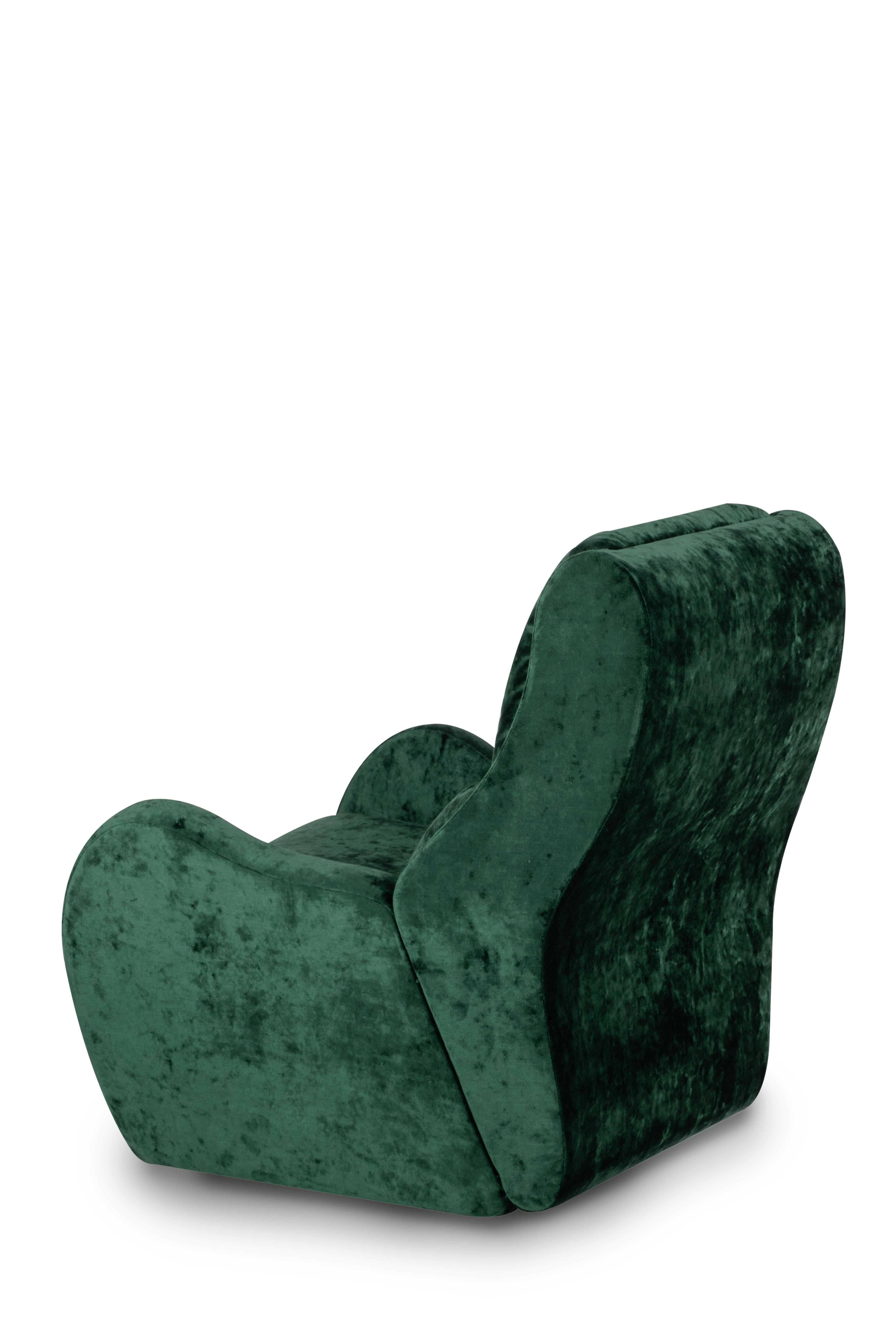 Contemporary Modern Capelinhos Lounge Chair, Swivel, Velvet, Handmade Portugal by Greenapple For Sale