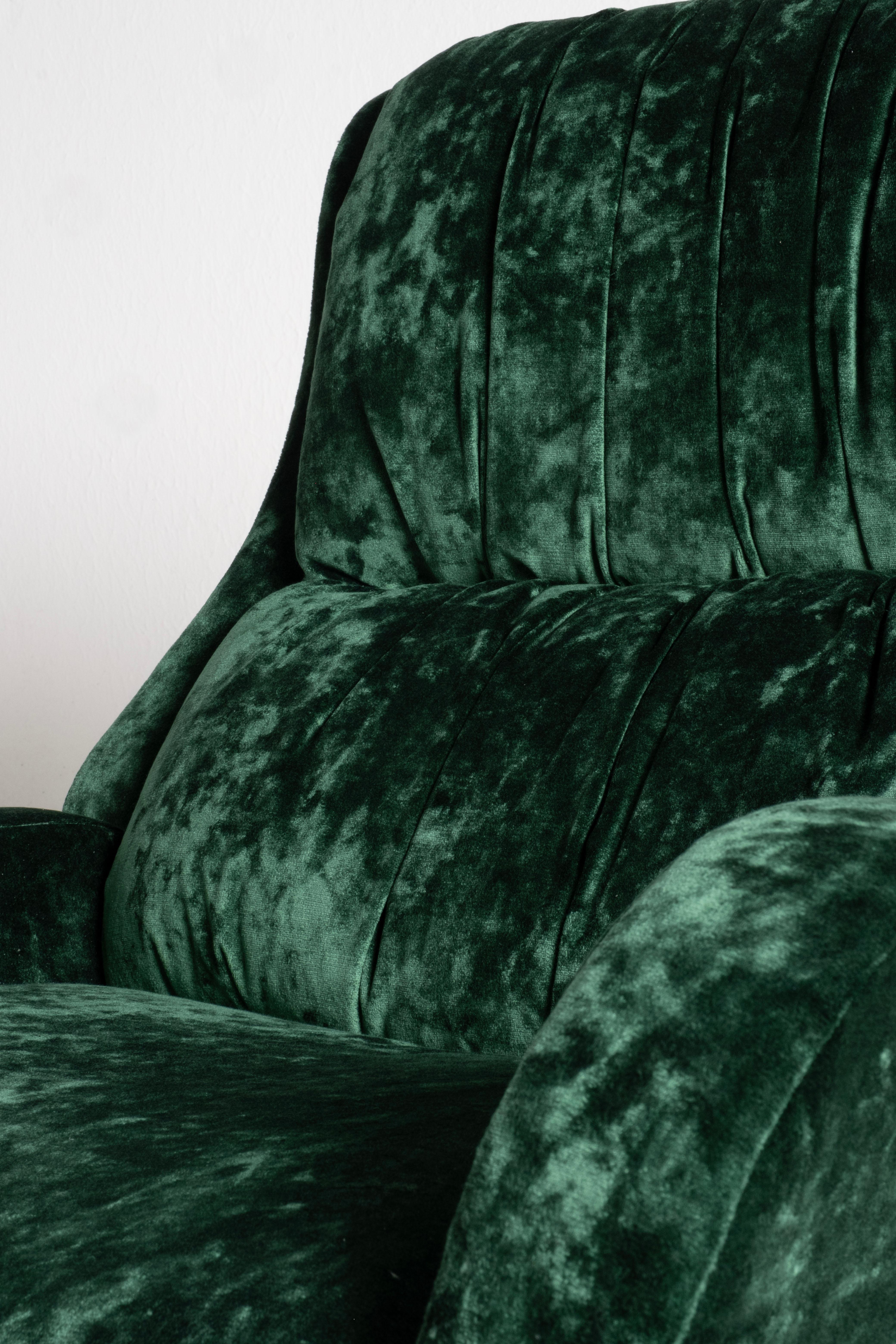 Leather Modern Capelinhos Lounge Chair, Swivel, Velvet, Handmade Portugal by Greenapple For Sale