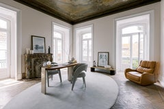 Modern Capelinhos Swivel Lounge Chair With Footstool, Leather, by Greenapple