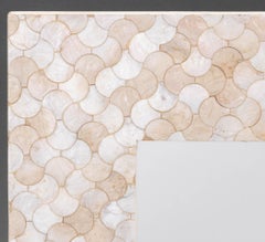 Pair of  Square Modern Capiz Shell Framed Wall  Mirrors