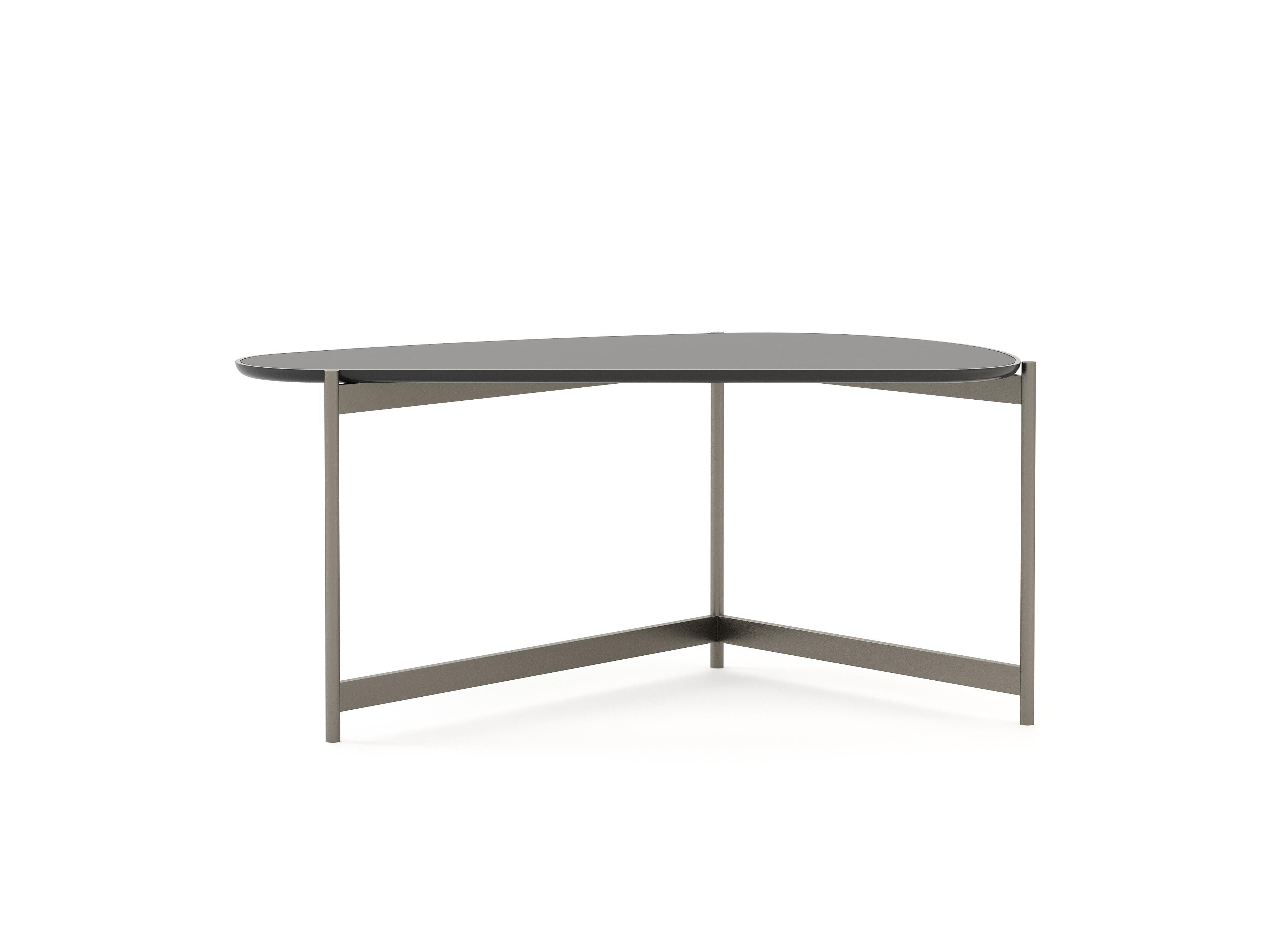 Portuguese Modern Capri Desk Made with Ebony and Bronzed Iron, Handmade by Stylish Club For Sale