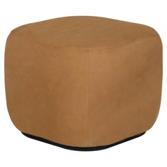 Modern Capri Pouf Ottoman Caramel Nubuck Leather Handmade Portugal by Greenapple