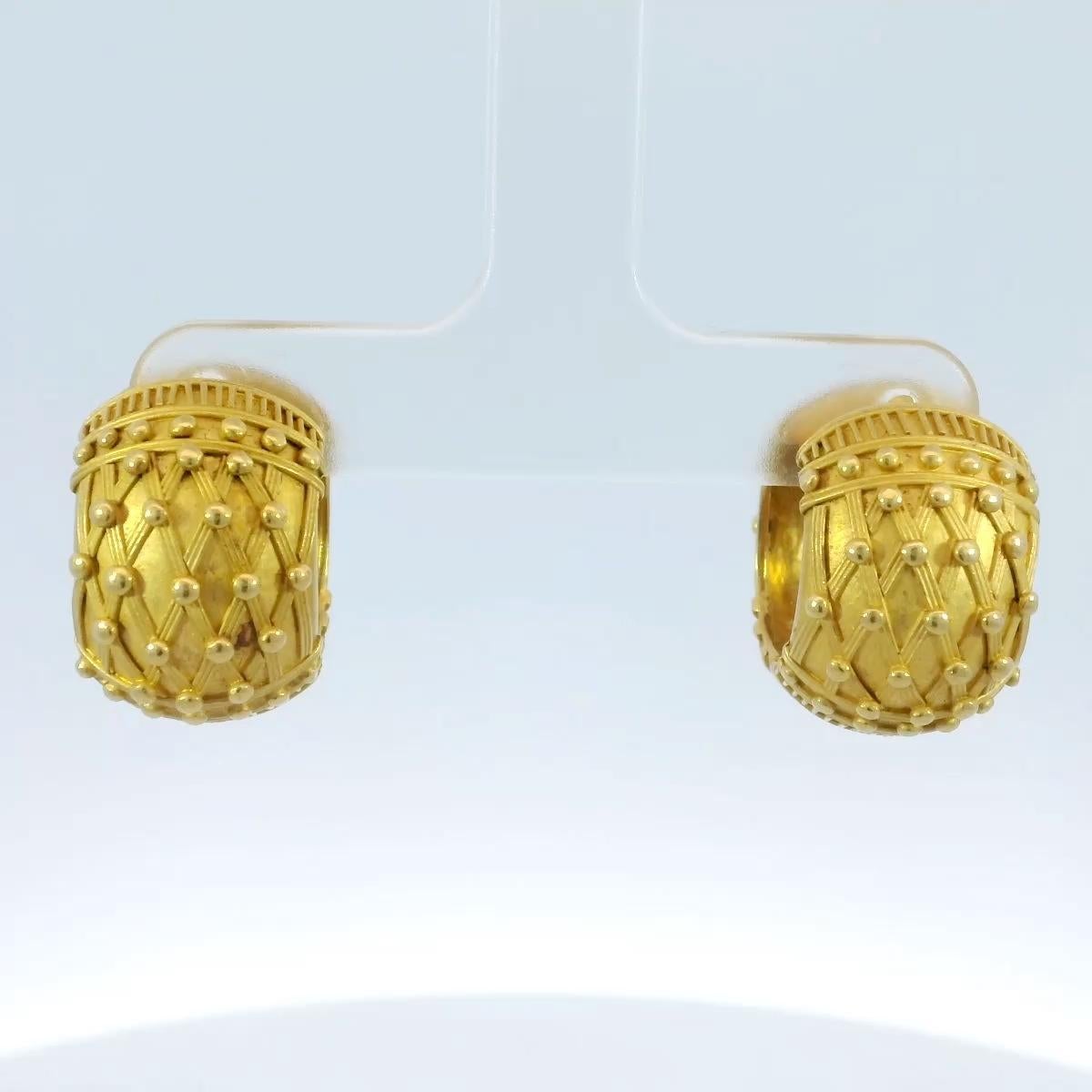 Women's 22k Designer Hoop Huggie Earrings 18.4 Grams Modern by Carolyn Tyler