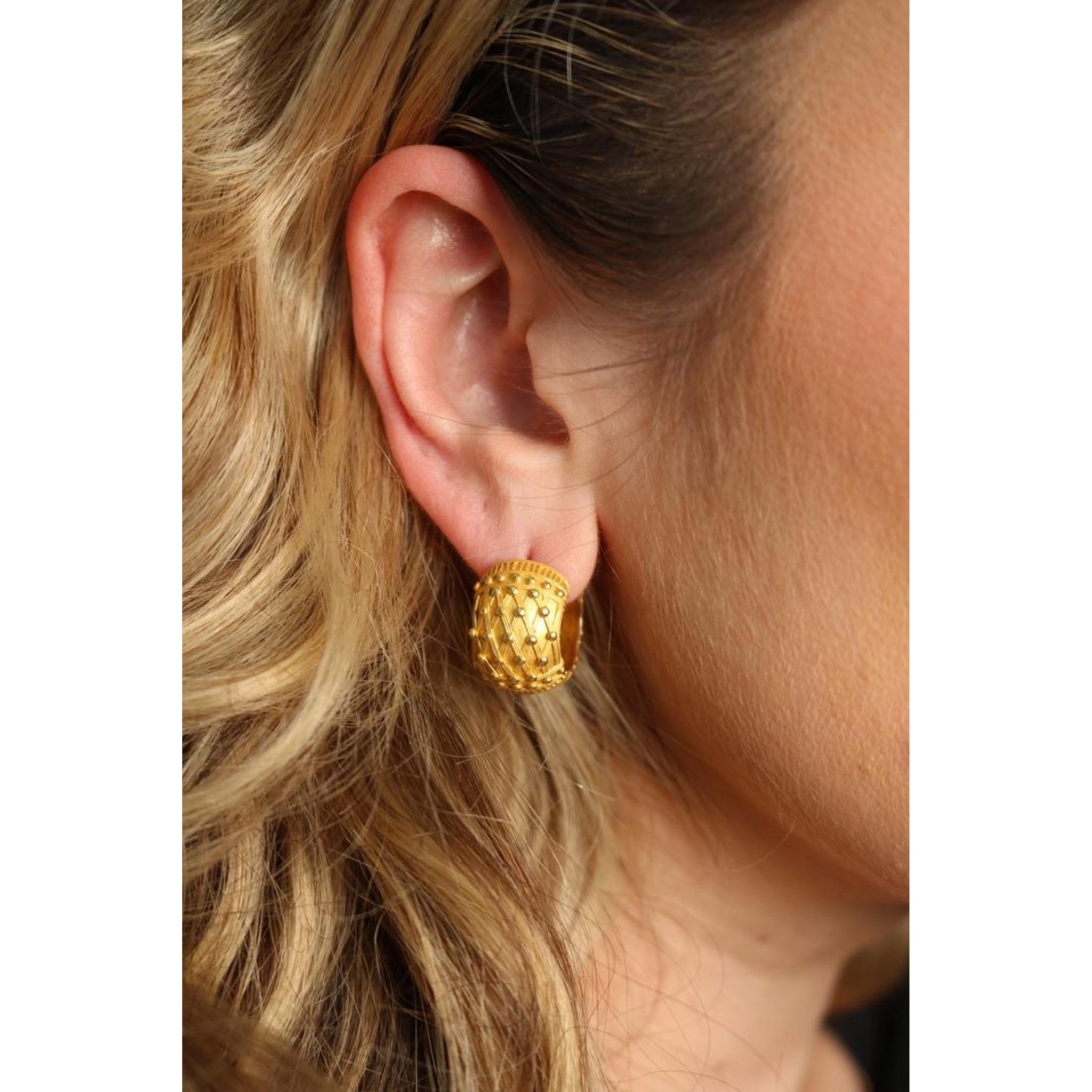 22k Designer Hoop Huggie Earrings 18.4 Grams Modern by Carolyn Tyler 2