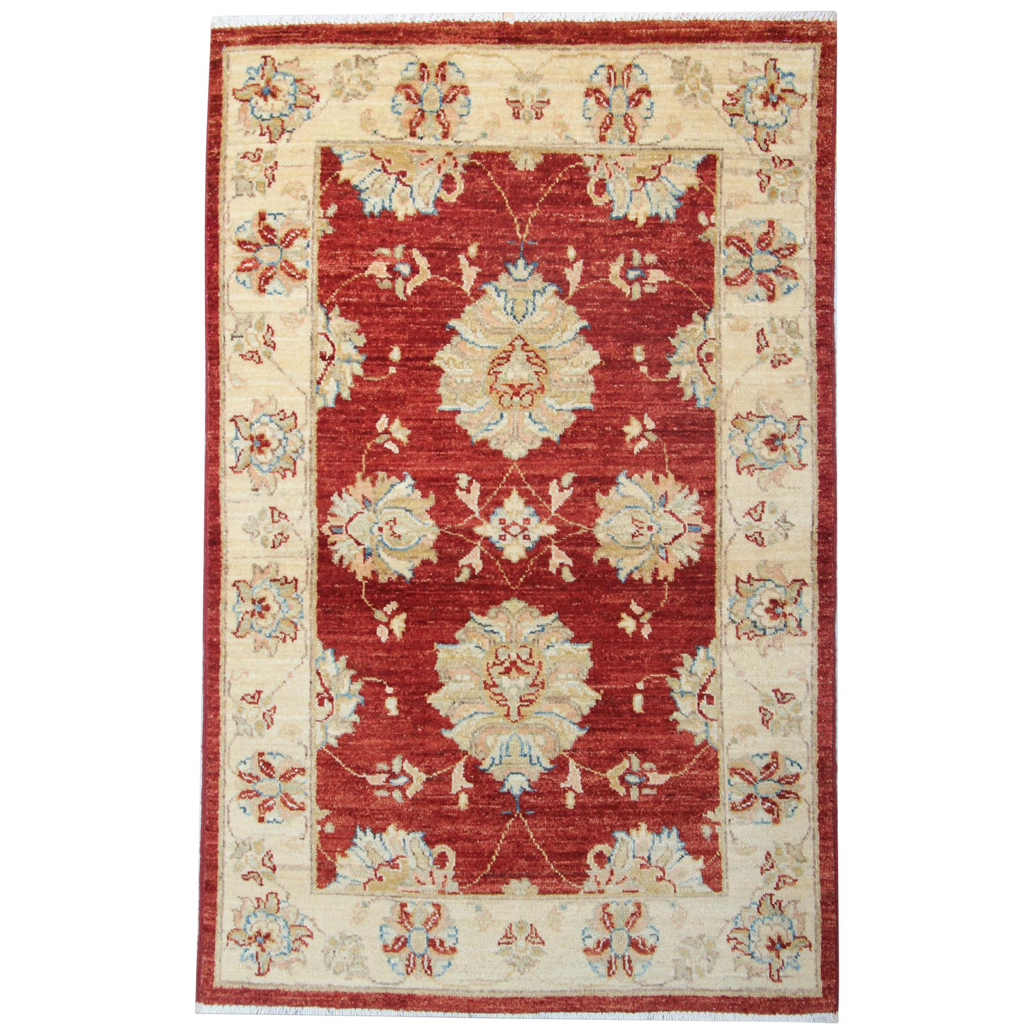 Tapis moderne Saltanabad à motifs floraux - Tapis de salon rouge de style Ziegler