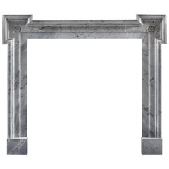 Modern Carrara Marble Frame Fireplace Mantel with Eared Jambs