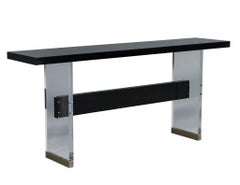 Modern Carrocel Custom Acrylic, Black Lacquer and Walnut Console