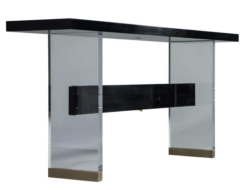 Modern Carrocel Custom Acrylic, Black Lacquer and Walnut Console In Excellent Condition For Sale In North York, ON