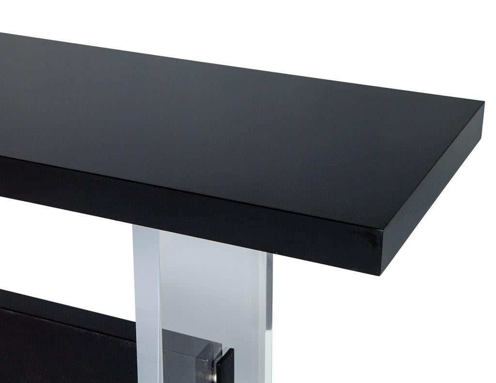 Modern Carrocel Custom Acrylic, Black Lacquer and Walnut Console For Sale 2