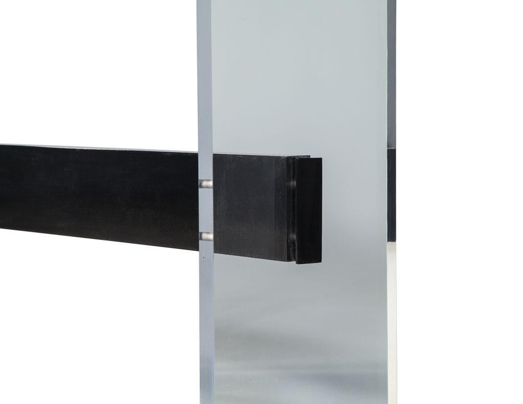 Modern Carrocel Custom Acrylic, Black Lacquer and Walnut Console For Sale 3