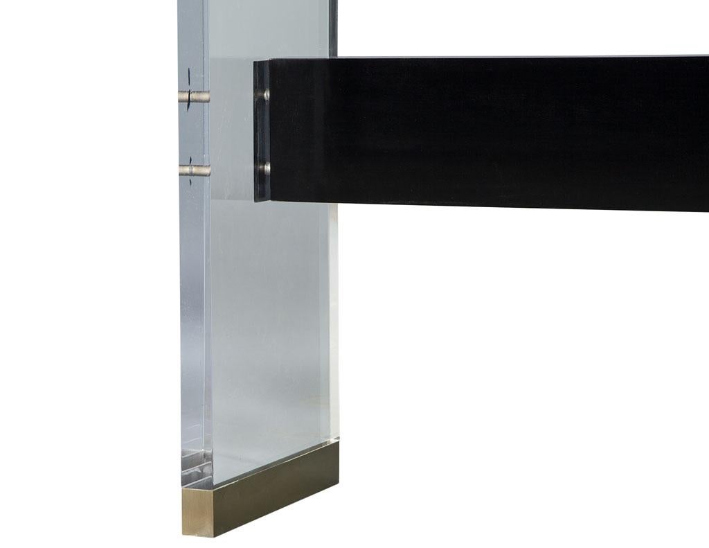 Modern Carrocel Custom Acrylic, Black Lacquer and Walnut Console For Sale 4