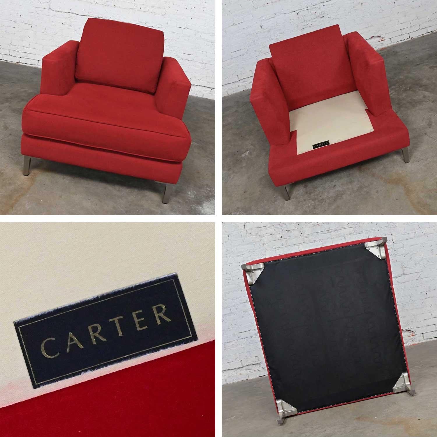 Modern Carter Club Chair Attr Zen Collection Bright Red with Polished Steel Legs For Sale 9