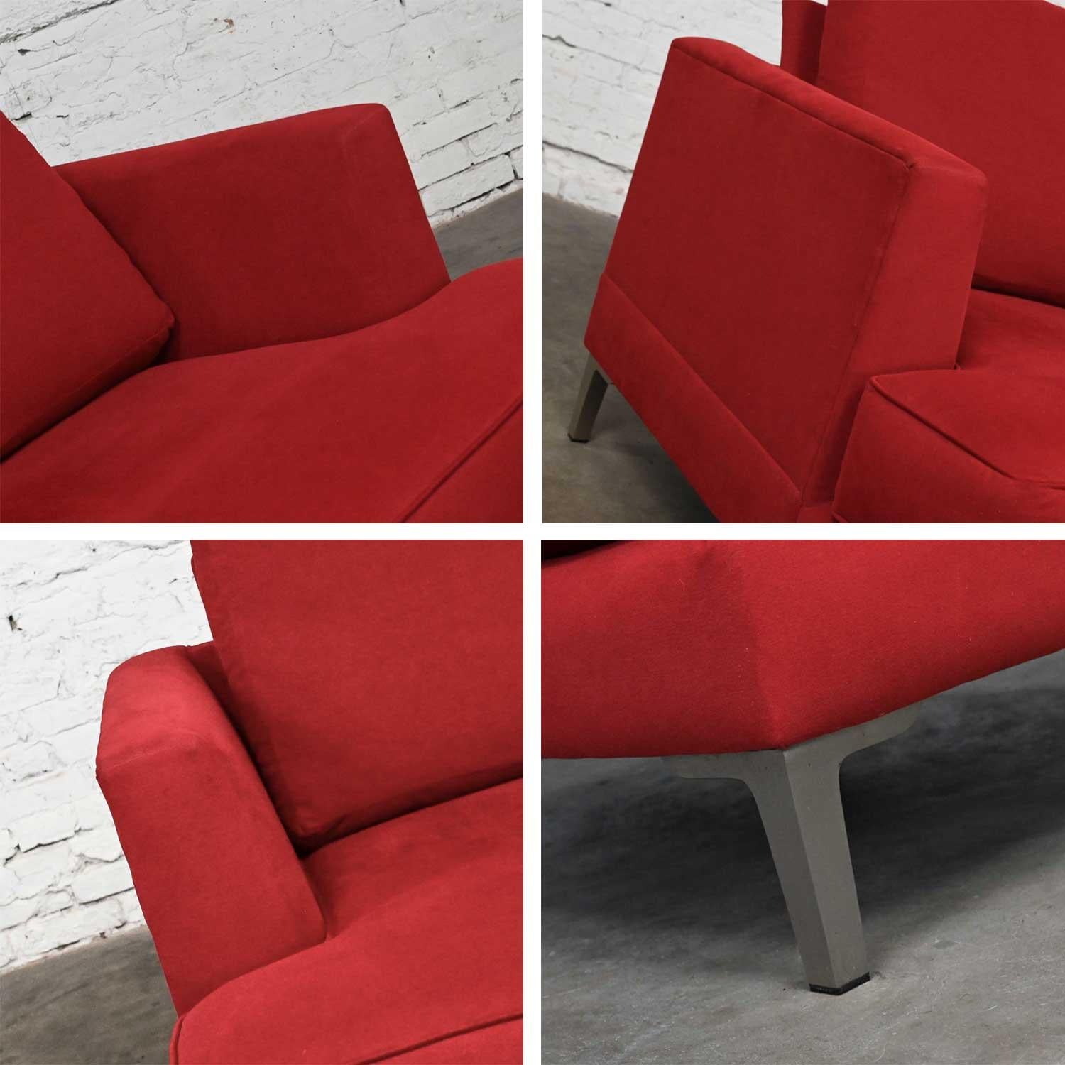 Modern Carter Club Chair Attr Zen Collection Bright Red with Polished Steel Legs For Sale 10