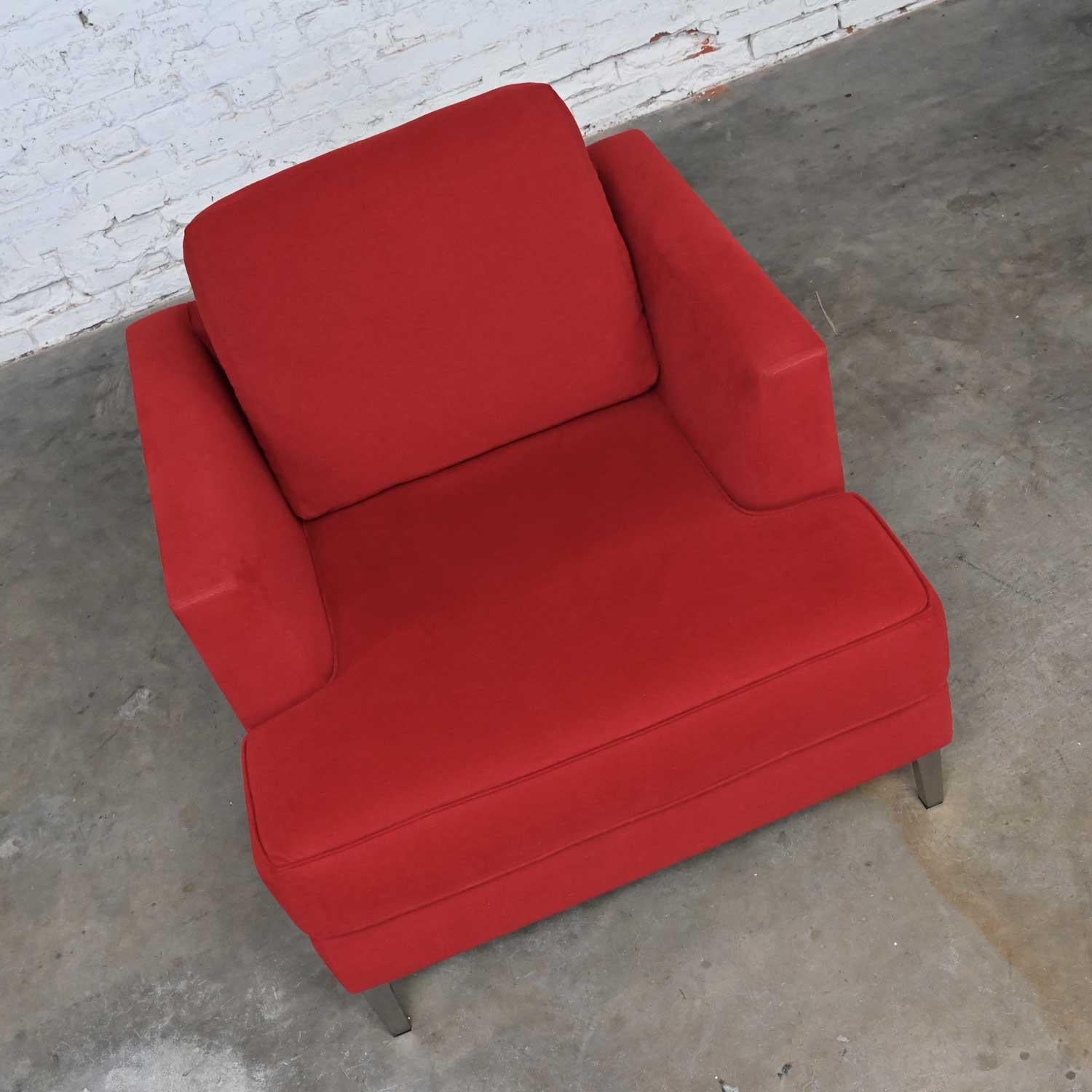 Modern Carter Club Chair Attr Zen Collection Bright Red with Polished Steel Legs For Sale 3