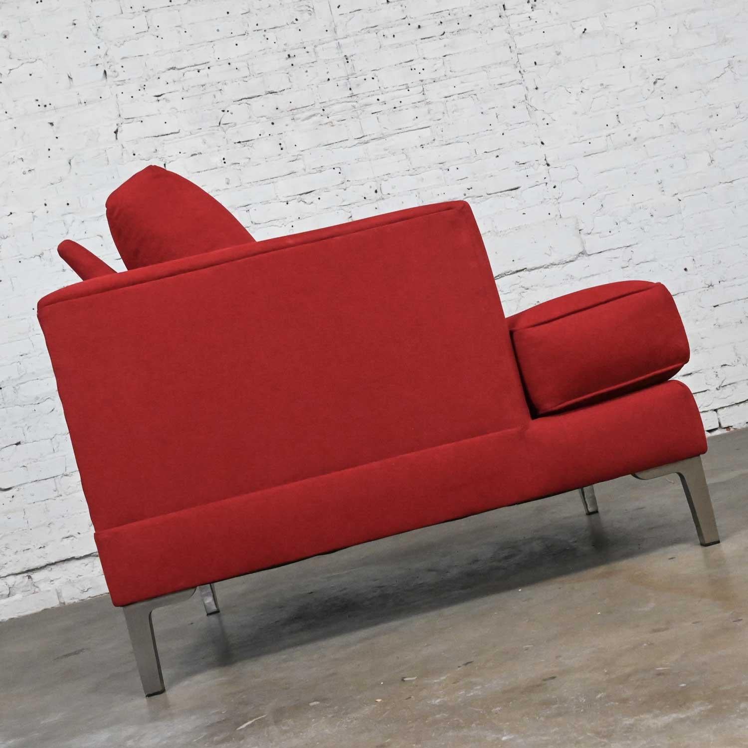 Modern Carter Club Chair Attr Zen Collection Bright Red with Polished Steel Legs 4