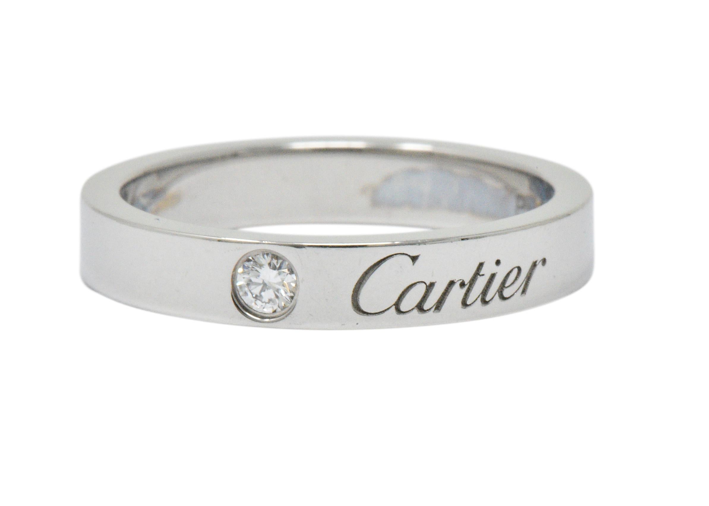 Modern Cartier Diamond Platinum Band Ring In Excellent Condition In Philadelphia, PA