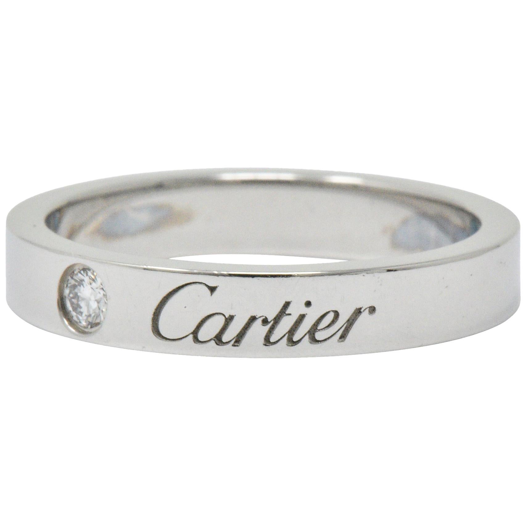 Modern Cartier Diamond Platinum Band Ring
