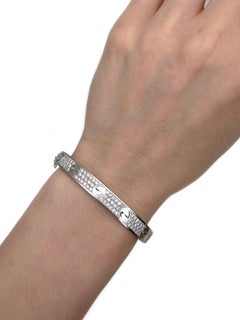Modern Cartier Love 18 Karat Gold Pavé Diamond Size 17 Hinged Bangle Bracelet