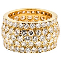 Modern Cartier Wide Diamond 18 Karat Yellow Gold Five-Row Ring