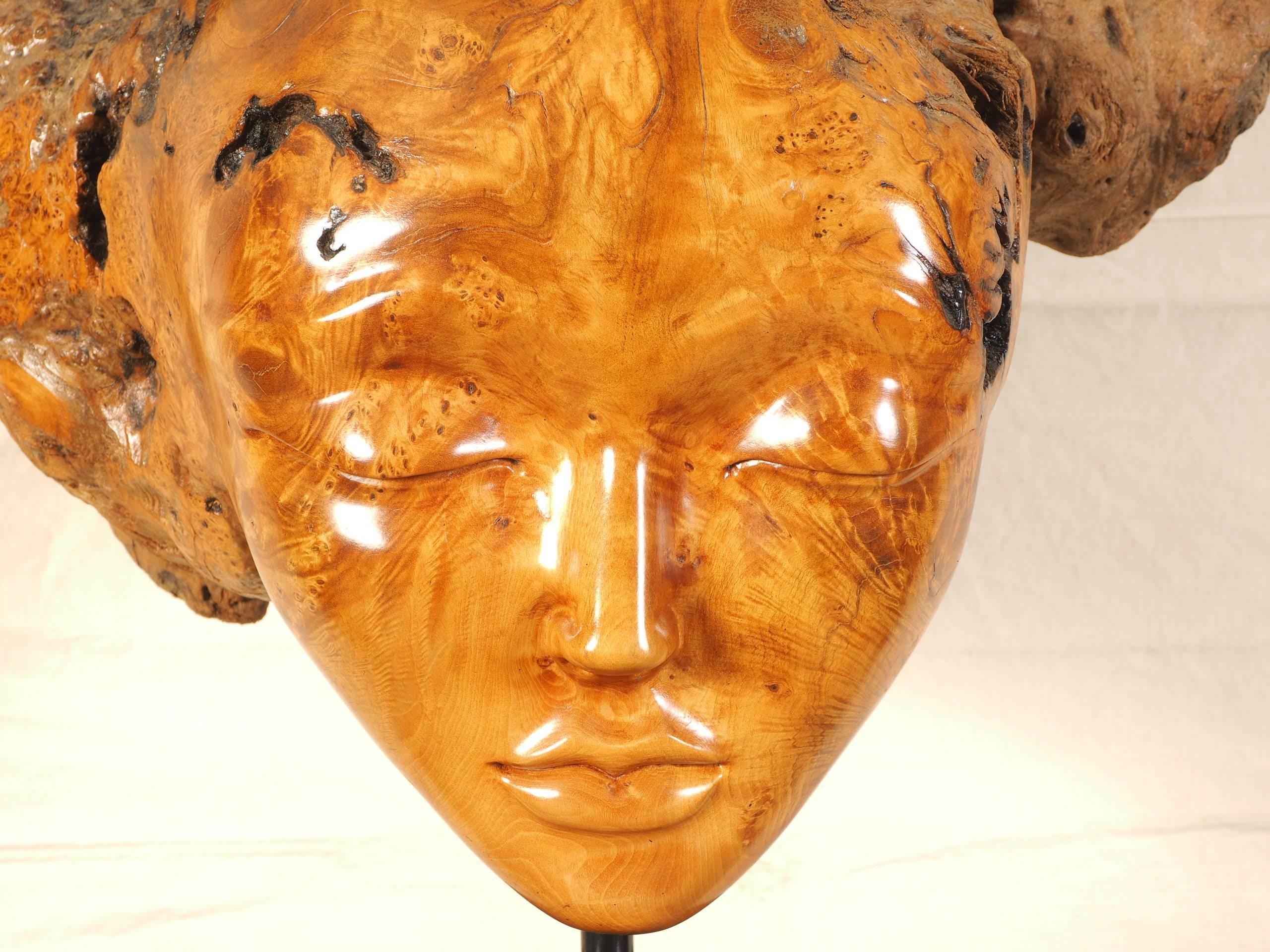 Modern Carved Burl Wood Sculpture by Sig de Tonancour In Good Condition For Sale In Bridgeport, CT